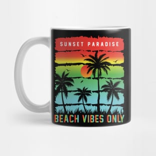 Vintage Retro Style Waves Sunset Paradise Beach Vibes Only Mug